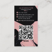 Moderne roze zwarte Logo Sociale media QR Visitekaartje (Achterkant)