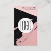 Moderne roze zwarte Logo Sociale media QR Visitekaartje (Voorkant)