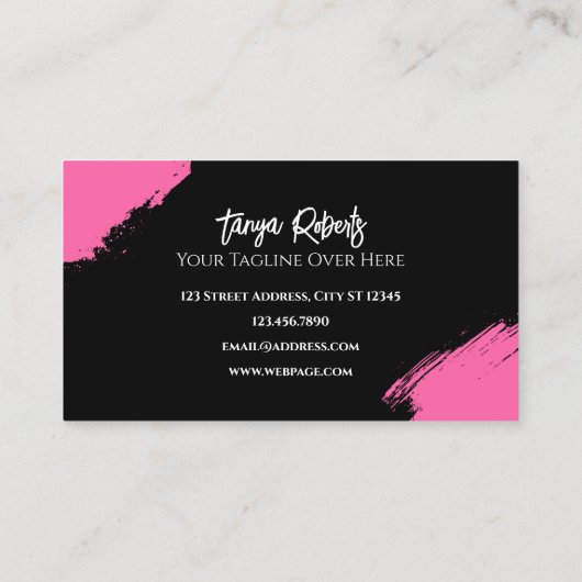 Moderne roze zwarte make-up visitekaartje (Achterkant)