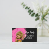 Moderne roze zwarte make-up visitekaartje (Staand voorkant)