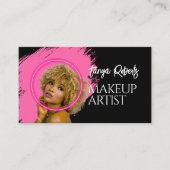 Moderne roze zwarte make-up visitekaartje (Voorkant)
