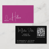 Moderne roze zwarte minimalistische nagellak visitekaartje (Voorkant / Achterkant)