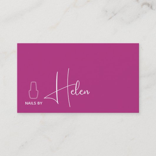 Moderne roze zwarte minimalistische nagellak visitekaartje (Voorkant)