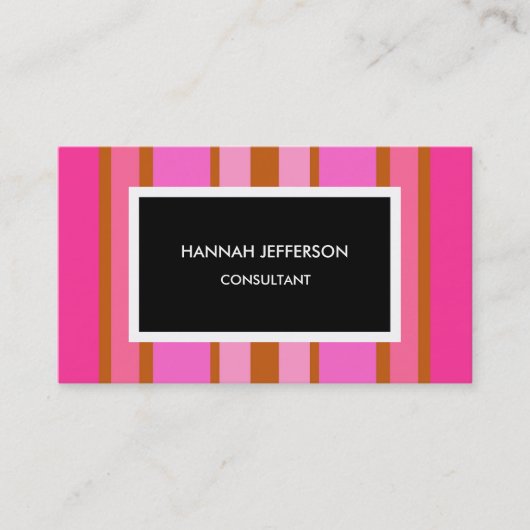 Moderne roze zwarte minimalistische vrouwelijke pr visitekaartje (Voorkant)