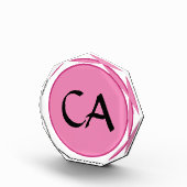 Moderne roze zwarte monogram Initialen Aangepast L Fotoblokken (Rechts)