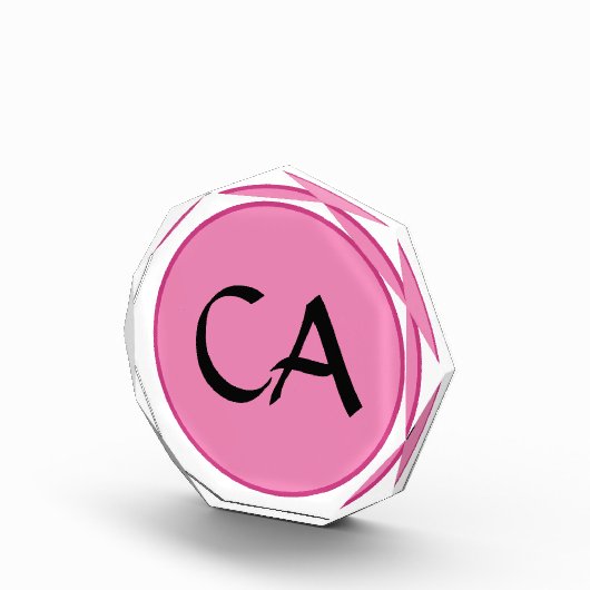 Moderne roze zwarte monogram Initialen Aangepast L Fotoblokken (Rechts)