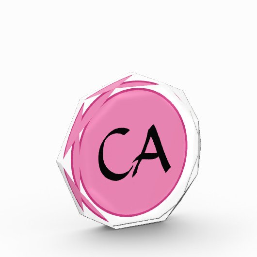 Moderne roze zwarte monogram Initialen Aangepast L Fotoblokken (Links)