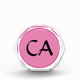 Moderne roze zwarte monogram Initialen Aangepast L Fotoblokken