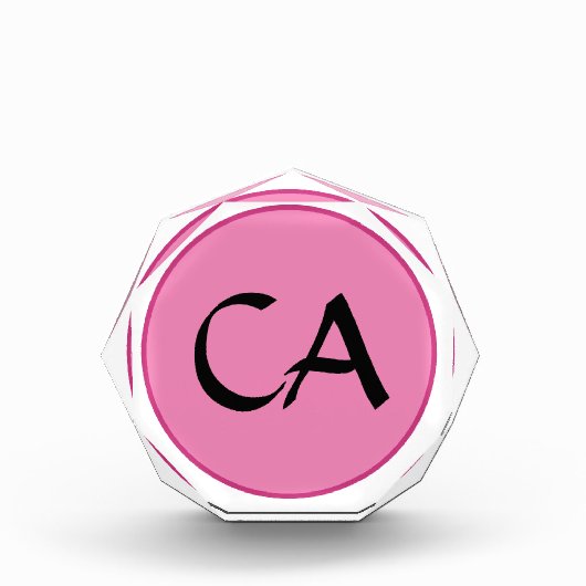 Moderne roze zwarte monogram Initialen Aangepast L Fotoblokken (Voorkant)