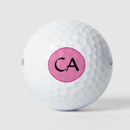 Moderne roze zwarte monogram Initialen op maat Golfballen