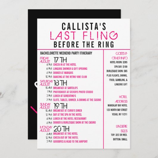 Moderne roze zwarte rondweg kaart (Voorkant / Achterkant)