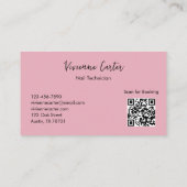 Moderne Roze Zwarte Script 3 Foto Nagel QR Code Visitekaartje (Achterkant)