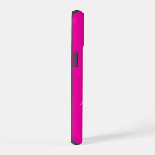 Moderne Roze Zwarte Script Monogram iPhone 15 Case (Rechterkant)