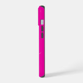 Moderne Roze Zwarte Script Monogram iPhone 15 Case (Linkerkant)
