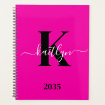 Moderne Roze Zwarte Script Monogram