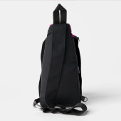 Moderne Roze Zwarte Script Monogram Sling Bag (Achterkant)