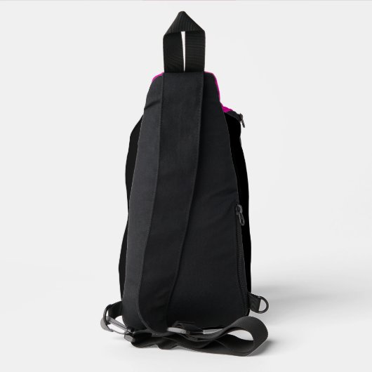 Moderne Roze Zwarte Script Monogram Sling Bag (Achterkant)