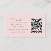 Moderne Roze Zwarte Script QR Code Haarstylist Visitekaartje (Achterkant)