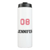 Moderne Roze Zwarte Speler Naam Jersey Nummer Spor Thermosbeker (Voorkant)