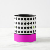 Moderne Roze Zwarte Stippen Kleur Blok Mok (Midden)