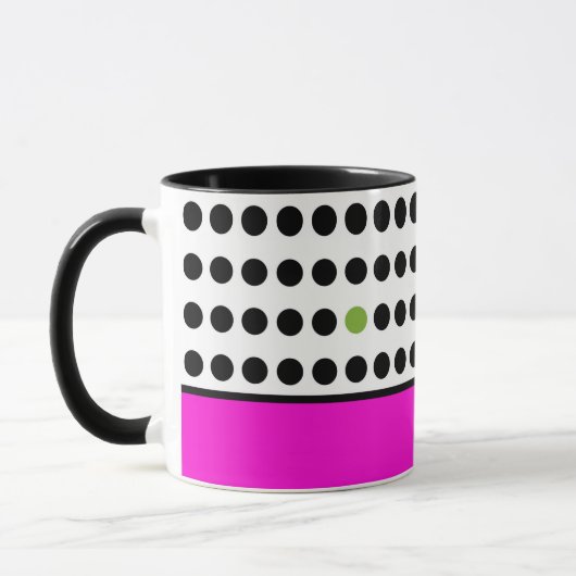 Moderne Roze Zwarte Stippen Kleur Blok Mok (Links)