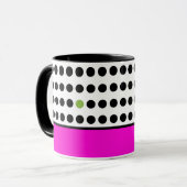 Moderne Roze Zwarte Stippen Kleur Blok Mok (Voorkant links)