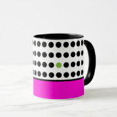 Moderne Roze Zwarte Stippen Kleur Blok Mok (Voorkant rechts)