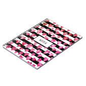Moderne roze zwarte stripper Love Heart op maat Notitieboek (Linkerzijde)