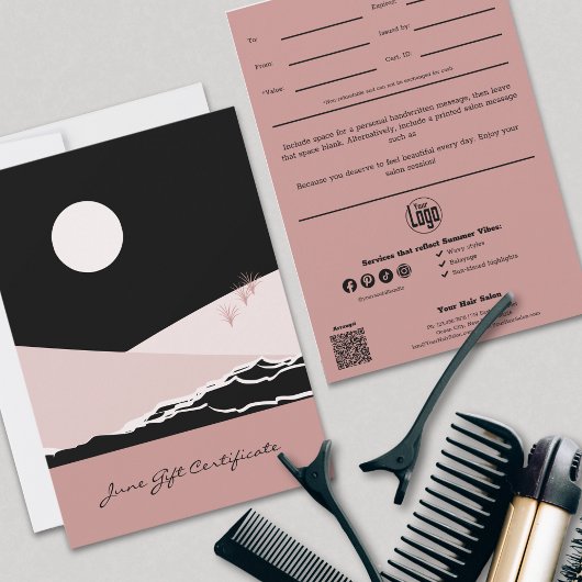 Moderne Roze Zwarte Stylist Juni Cadeaubon