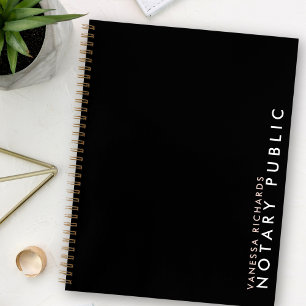 Moderne Roze & Zwarte Verticale Notaris Openbare N Notitieboek