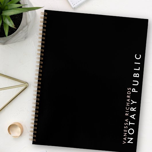 Moderne Roze & Zwarte Verticale Notaris Openbare N Notitieboek