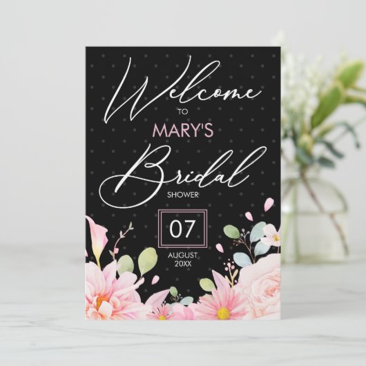 Moderne roze zwarte vrijgezellenfeest party budget kaart (Staand voorkant)