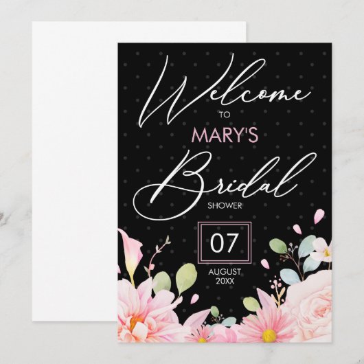 Moderne roze zwarte vrijgezellenfeest party budget kaart (Voorkant / Achterkant)