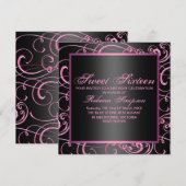 Moderne Roze/Zwarte Werveltje Zoete 16e Verjaardag Kaart (Voorkant / Achterkant)