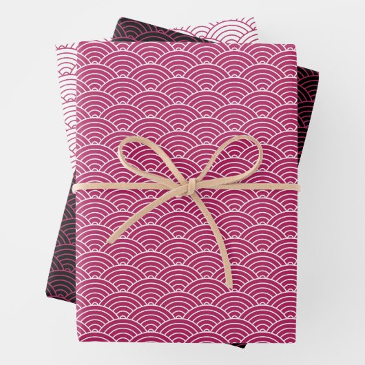 Moderne roze zwarte witte geometrische Japanse gol Inpakpapier Vel (In situ)