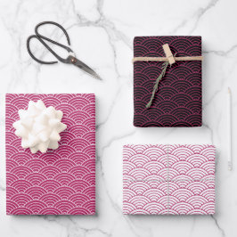 Moderne roze zwarte witte geometrische Japanse gol Inpakpapier Vel
