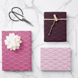 Moderne roze zwarte witte geometrische Japanse gol Inpakpapier Vel