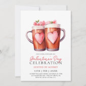 Moderne Rozen Bier Galentine's Day Party Kaart (Voorkant)