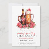 Moderne Rozen Bier Galentine's Day Party Kaart (Voorkant)