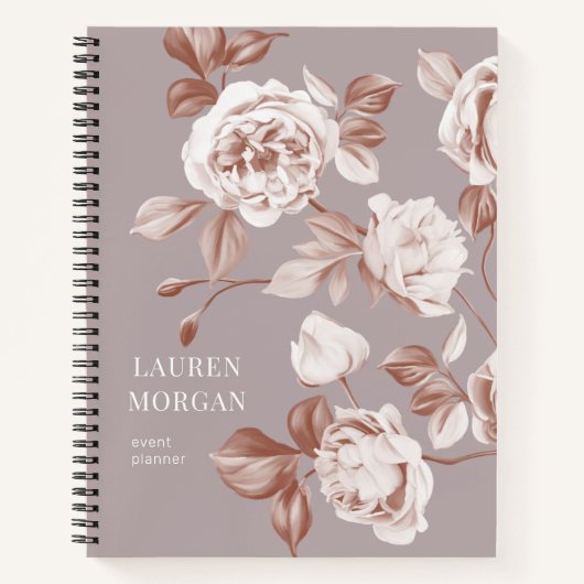 Moderne Rozen Botanisch Monogram Notitieboek (Voorkant)