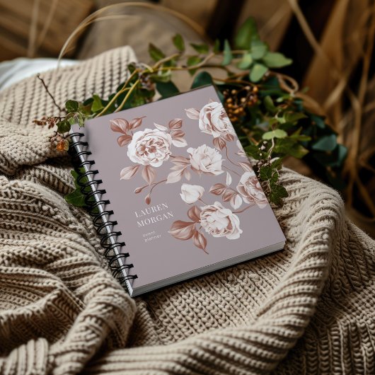 Moderne Rozen Botanisch Monogram Notitieboek