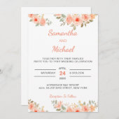 Moderne Rozen Bruiloft Bloemen Roze en Bourgondië Kaart (Voorkant / Achterkant)