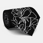 Moderne Rozen bruiloft in zwarte en witte tuin Stropdas (Opgerold)
