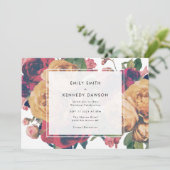 Moderne Rozen bruiloft Kaart (Staand voorkant)