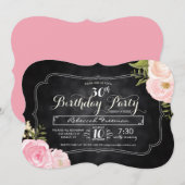 Moderne Rozen Chalkboard Birthday Party Kaart (Voorkant / Achterkant)