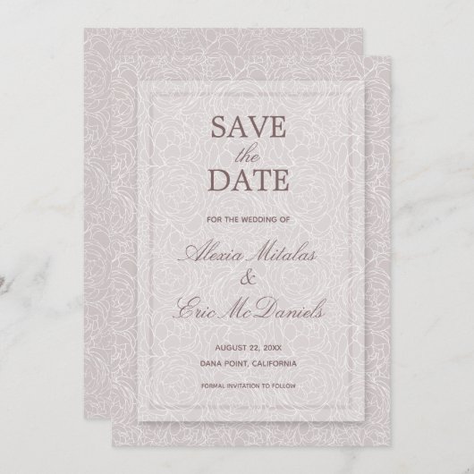 Moderne Rozen Elegant Wedding Save The Date (Voorkant / Achterkant)