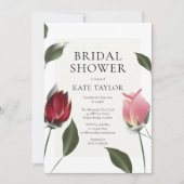 Moderne Rozen Floral Bridal Shower Invitation Kaart (Voorkant)