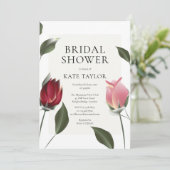 Moderne Rozen Floral Bridal Shower Invitation Kaart (Staand voorkant)