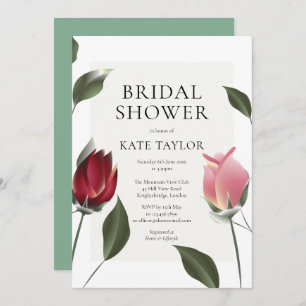 Moderne Rozen Floral Bridal Shower Invitation Kaart