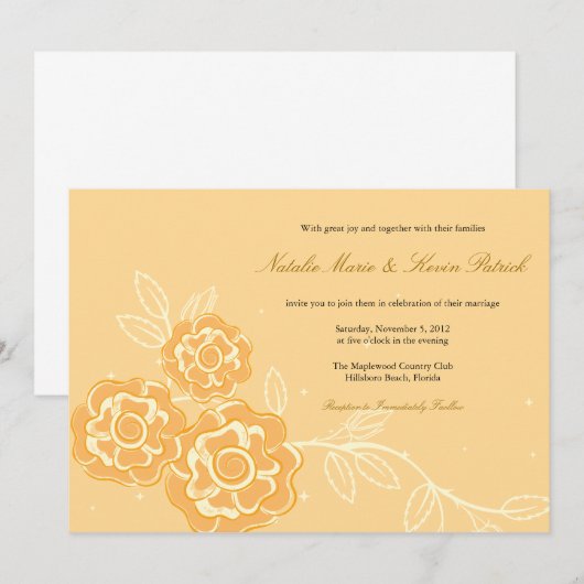 Moderne Rozen - Floral Wedding Kaart (Voorkant / Achterkant)